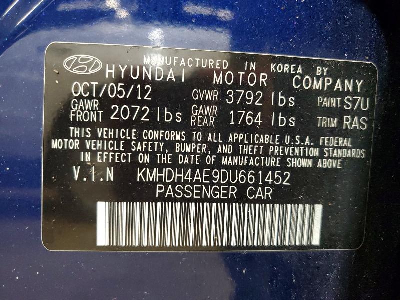 Продажа на аукционе авто 2013 Hyundai Elantra, vin: KMHDH4AE9DU661452, номер лота: 67851256