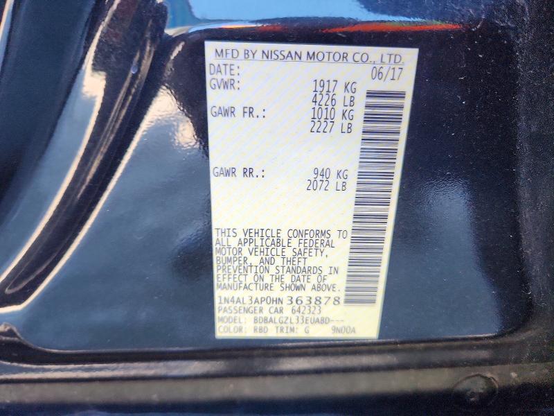 Продаж на аукціоні авто 2017 Nissan Altima, vin: 1N4AL3AP0HN363878, номер лоту: 70456956
