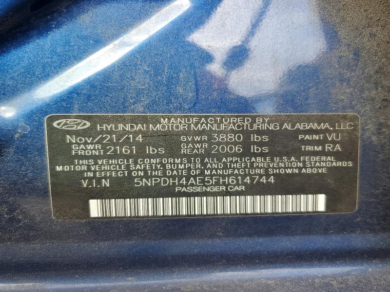 70540846 :رقم المزاد ، 5NPDH4AE5FH614744 vin ، 2015 Hyundai Elantra مزاد بيع