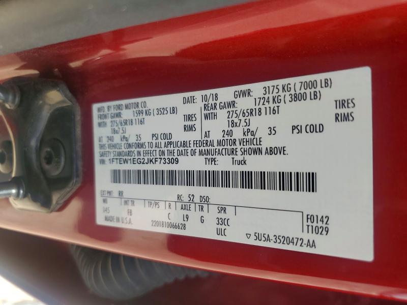 Aukcja sprzedaży 2018 Ford F150, vin: 1FTEW1EG2JKF73309, numer aukcji: 67619386