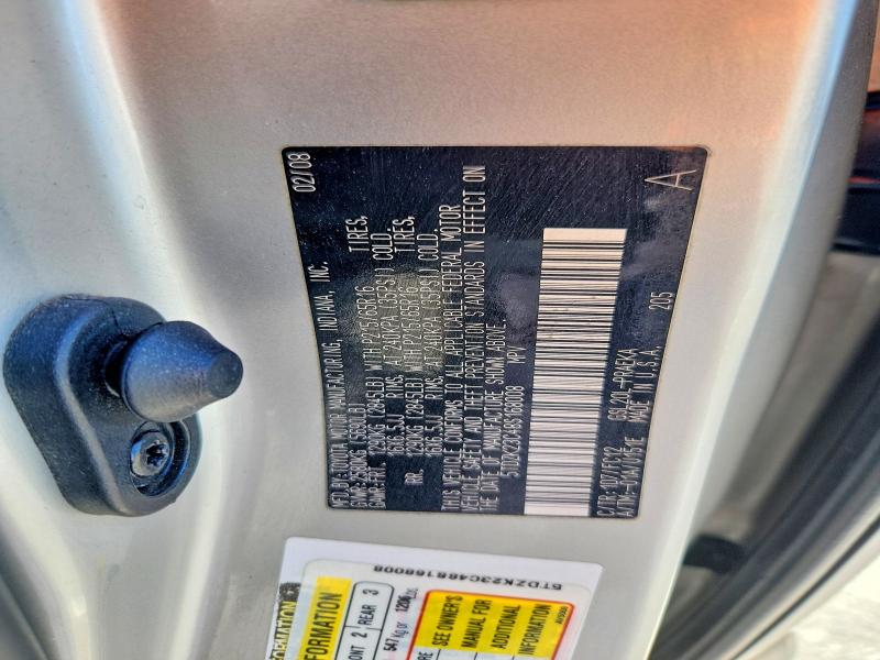 2008 Toyota Sienna მანქანა იყიდება აუქციონზე, vin: 5TDZK23C48S168008, აუქციონის ნომერი: 68058356