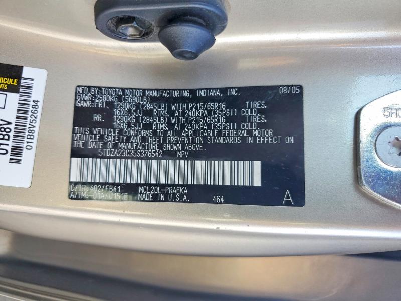 Продажа на аукционе авто 2005 Toyota Sienna, vin: 5TDZA23C35S376542, номер лота: 71285216