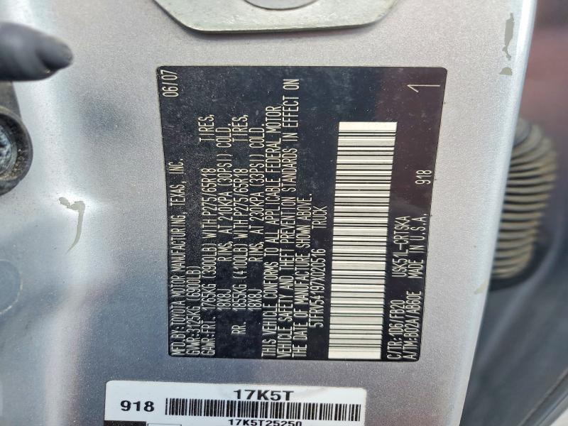 Продажа на аукционе авто 2007 Toyota Tundra, vin: 5TFRV54197X020516, номер лота: 69330246