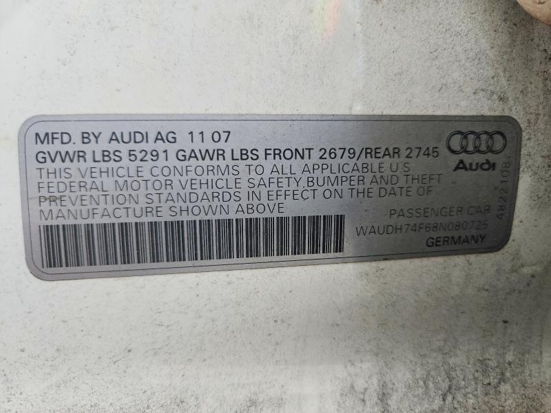 Aukcja sprzedaży 2008 Audi A6, vin: WAUDH74F68N080725, numer aukcji: 68047926