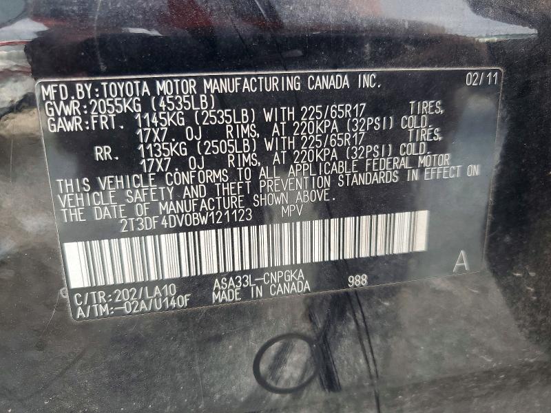 Продажа на аукционе авто 2011 Toyota Rav4, vin: 2T3DF4DV0BW121123, номер лота: 69250666