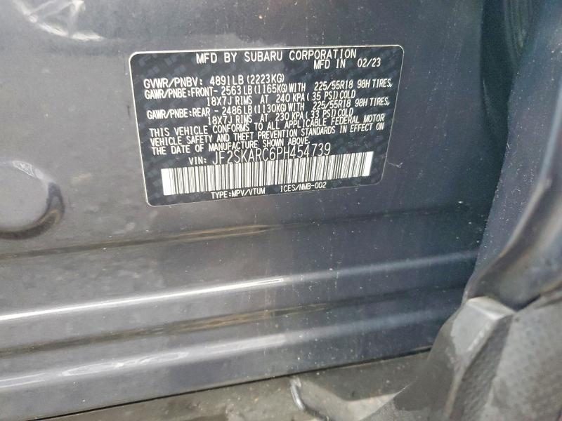 2023 Subaru Forester მანქანა იყიდება აუქციონზე, vin: JF2SKARC6PH454739, აუქციონის ნომერი: 67713586