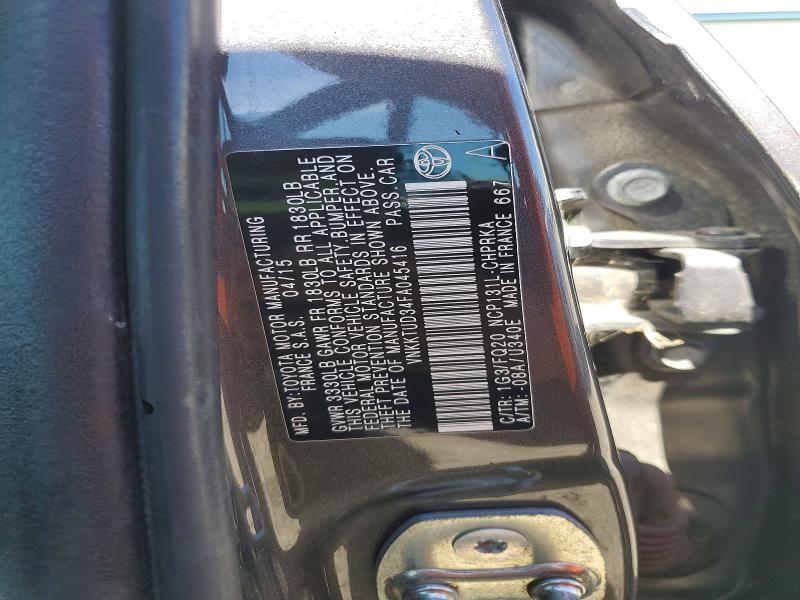 2015 Toyota Yaris მანქანა იყიდება აუქციონზე, vin: VNKKTUD34FA045416, აუქციონის ნომერი: 70546486