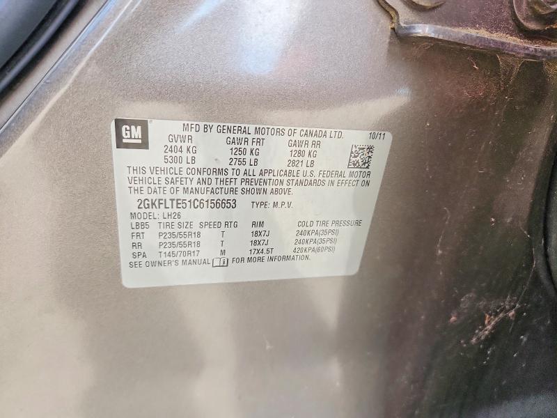 Aukcja sprzedaży 2012 Gmc Terrain, vin: 2GKFLTE51C6156653, numer aukcji: 67862216