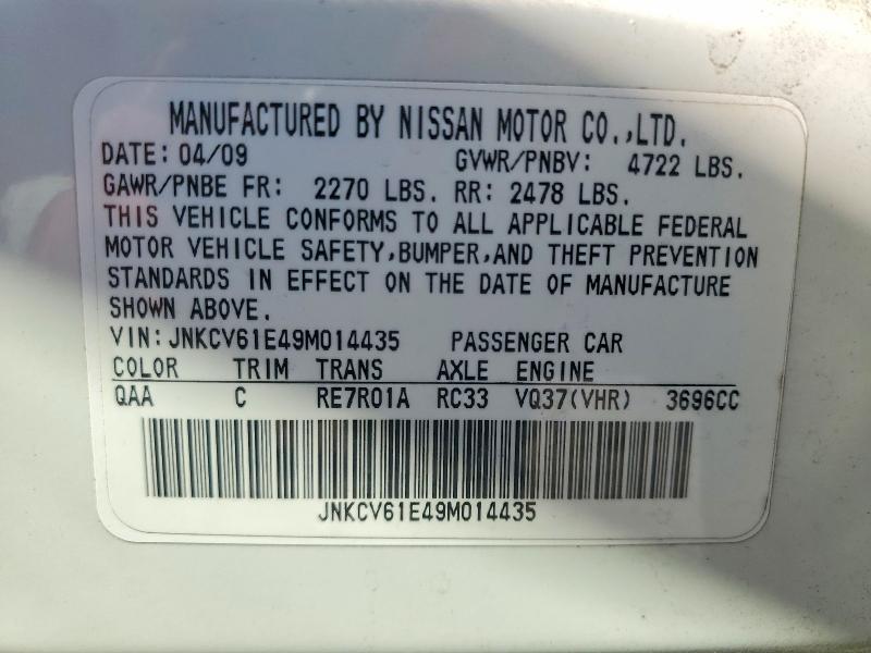Aukcja sprzedaży 2009 Infiniti G37 Sedan, vin: JNKCV61E49M014435, numer aukcji: 71060096