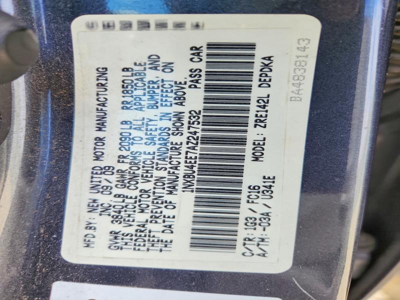 69590596 :رقم المزاد ، 1NXBU4EE7AZ247532 vin ، 2010 Toyota Corolla مزاد بيع