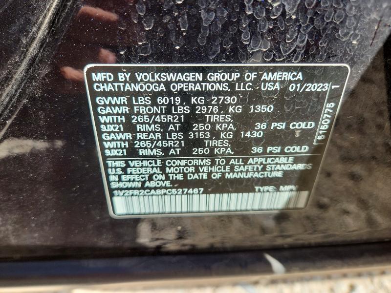 Продаж на аукціоні авто 2023 Volkswagen Atlas, vin: 1V2FR2CA8PC527467, номер лоту: 59409096