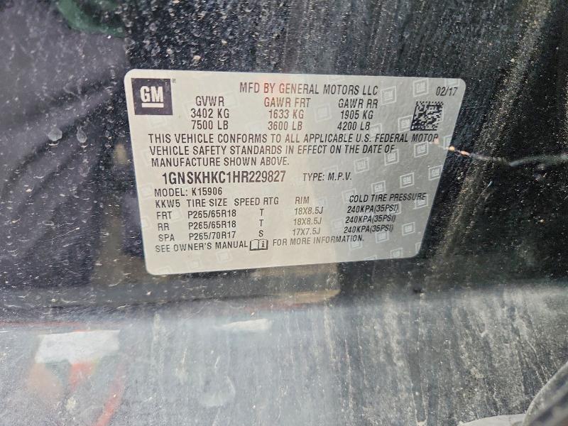 Продаж на аукціоні авто 2017 Chevrolet Suburban, vin: 1GNSKHKC1HR229827, номер лоту: 70441856
