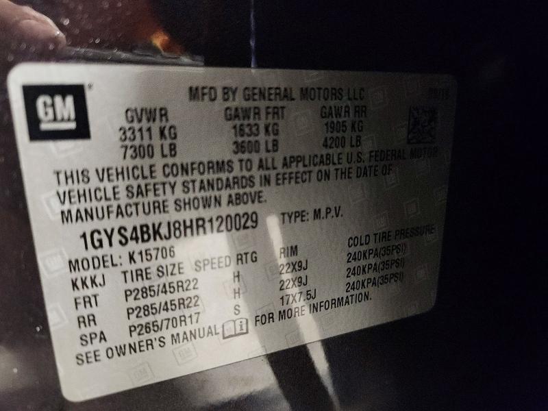2017 Cadillac Escalade მანქანა იყიდება აუქციონზე, vin: 1GYS4BKJ8HR120029, აუქციონის ნომერი: 68874566