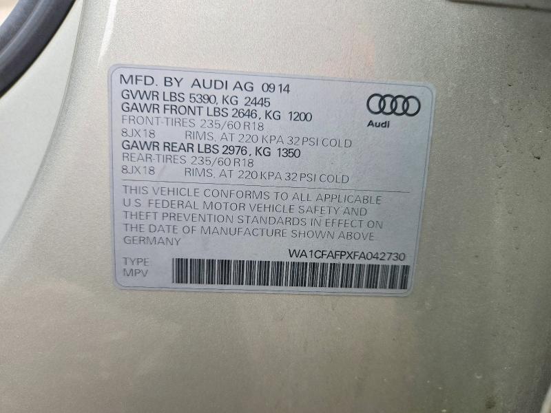 Aukcja sprzedaży 2015 Audi Q5, vin: WA1CFAFPXFA042730, numer aukcji: 67681286