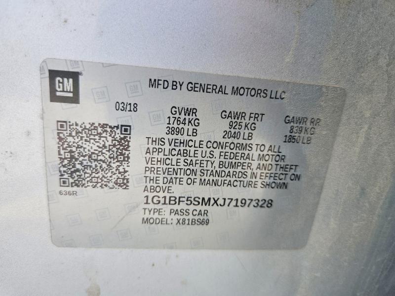 Auction sale of the 2018 Chevrolet Cruze, vin: 1G1BF5SMXJ7197328, lot number: 67338976