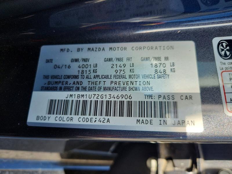 Продаж на аукціоні авто 2016 Mazda 3, vin: JM1BM1U72G1346906, номер лоту: 69739496