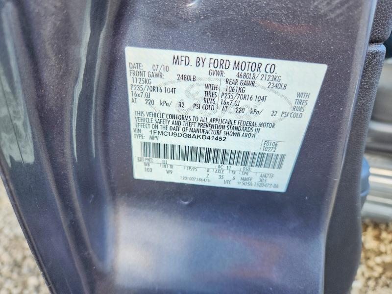Продаж на аукціоні авто 2010 Ford Escape, vin: 1FMCU9DG8AKD41452, номер лоту: 69174226