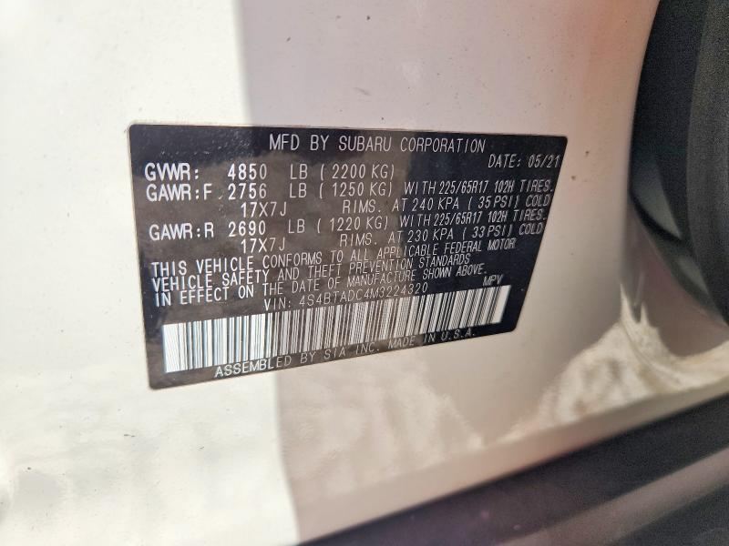 68407986 :رقم المزاد ، 4S4BTADC4M3224320 vin ، 2021 Subaru Outback مزاد بيع