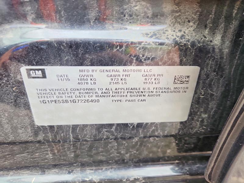 Продаж на аукціоні авто 2016 Chevrolet Cruze, vin: 1G1PE5SB1G7226490, номер лоту: 70643316