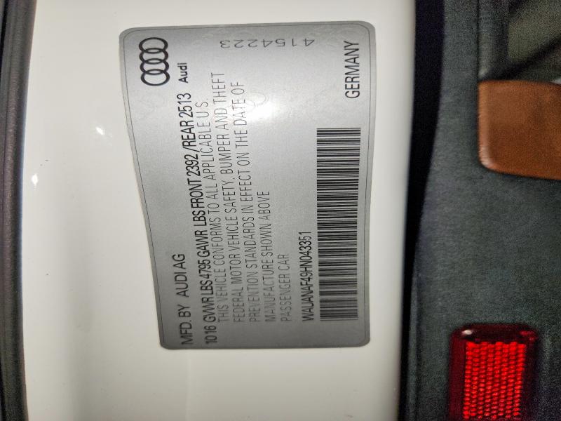 Aukcja sprzedaży 2017 Audi A4, vin: WAUANAF49HN043351, numer aukcji: 67812356