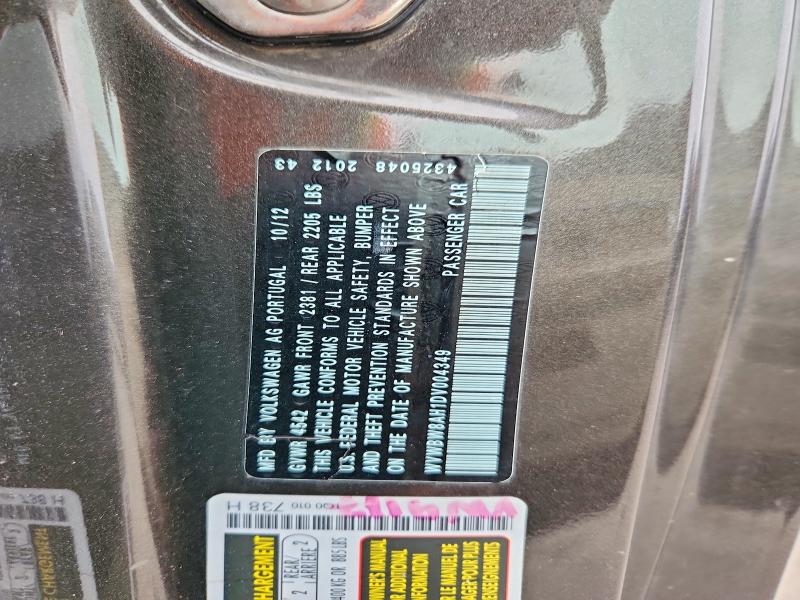 Aukcja sprzedaży 2013 Volkswagen Eos, vin: WVWBW8AH1DV004349, numer aukcji: 69743686