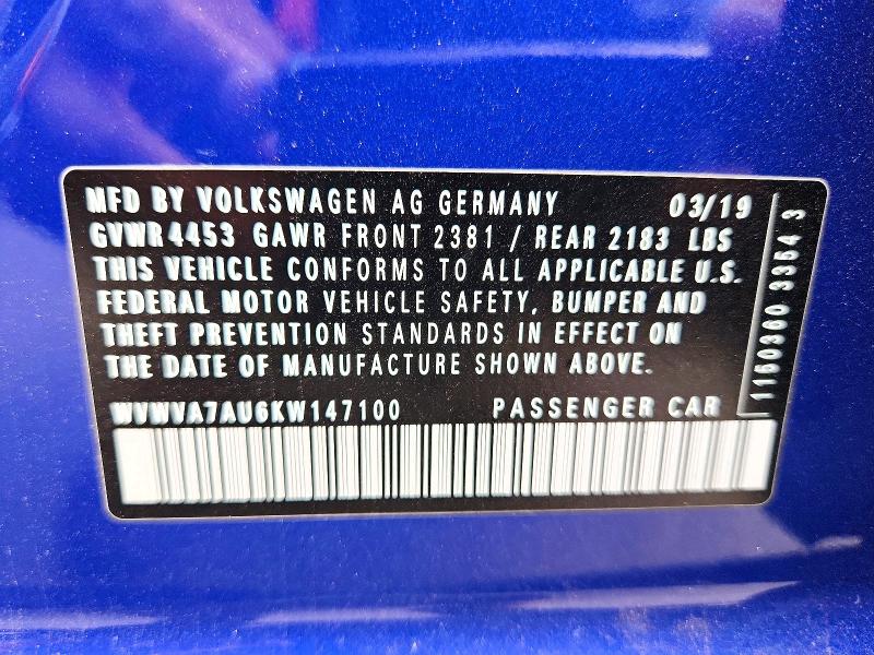 Aukcja sprzedaży 2019 Volkswagen Golf R, vin: WVWVA7AU6KW147100, numer aukcji: 67889236
