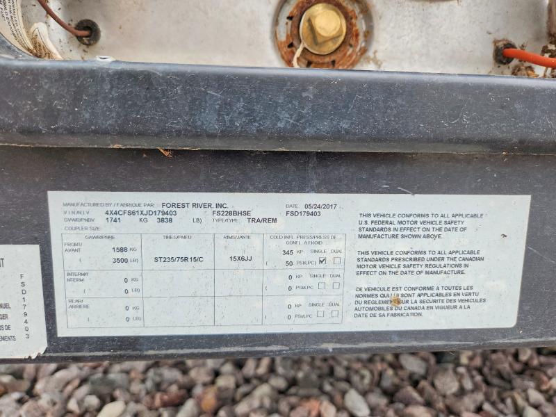 Aukcja sprzedaży 2018 Forest River Flagstaff Se, vin: 4X4CFS61XJD179403, numer aukcji: 68581026