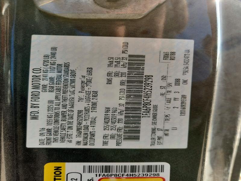 Продажа на аукционе авто 2017 Ford Mustang, vin: 1FA6P8CF4H5239298, номер лота: 69390576