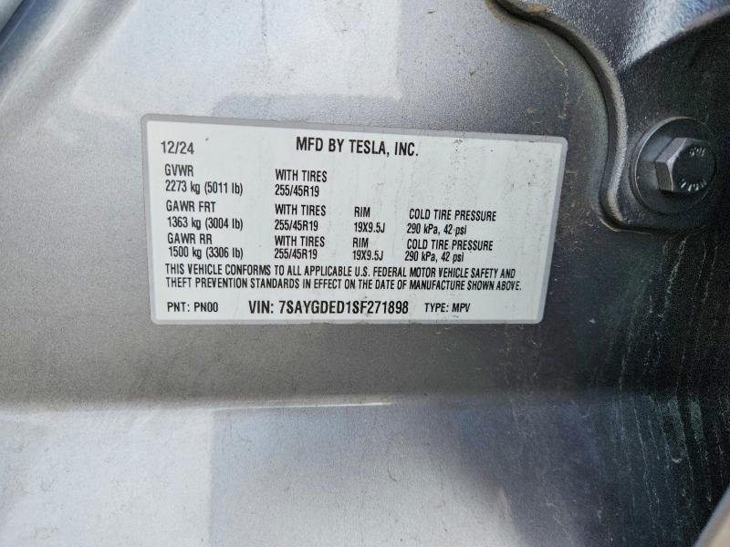 Auction sale of the 2025 Tesla Model Y, vin: 7SAYGDED1SF271898, lot number: 68846286