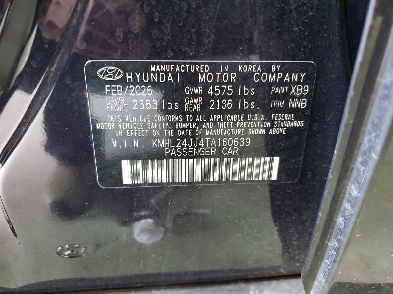 Aukcja sprzedaży 2026 Hyundai Sonata Hybrid, vin: KMHL24JJ4TA160639, numer aukcji: 65665646