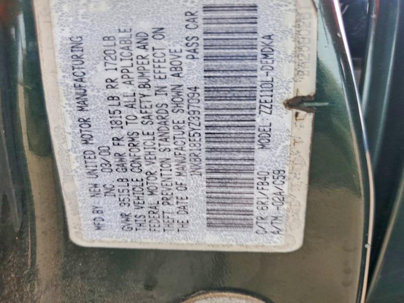 64195636 :رقم المزاد ، 1NXBR18E5YZ397094 vin ، 2000 Toyota Corolla مزاد بيع