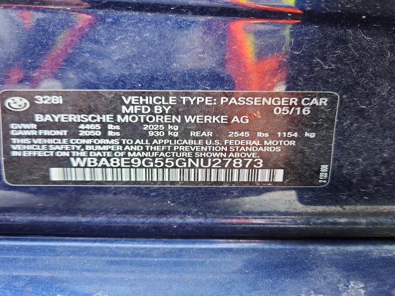 Aukcja sprzedaży 2016 Bmw 328, vin: WBA8E9G55GNU27873, numer aukcji: 67849226