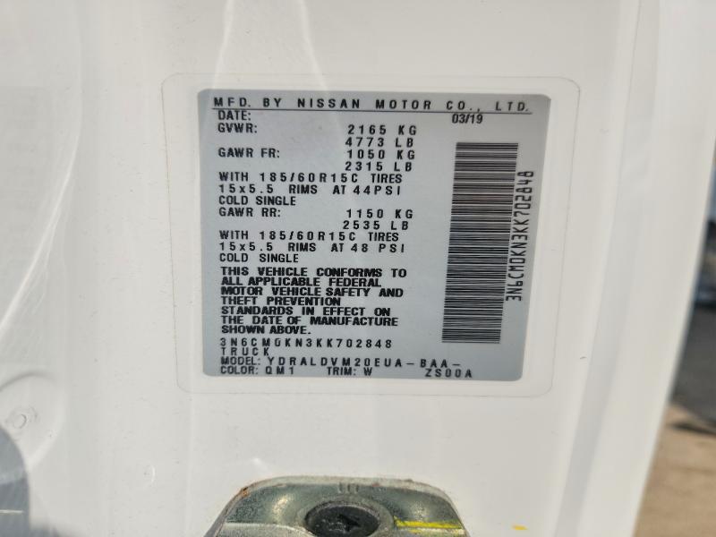 66518756 :رقم المزاد ، 3N6CM0KN3KK702848 vin ، 2019 Nissan Nv200 مزاد بيع