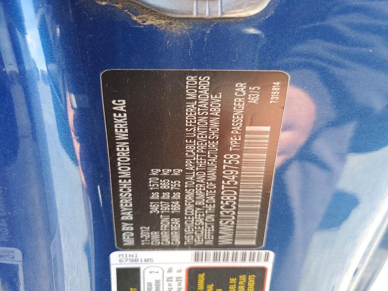 67731006 :رقم المزاد ، WMWSU3C58DT549758 vin ، 2013 Mini Cooper مزاد بيع