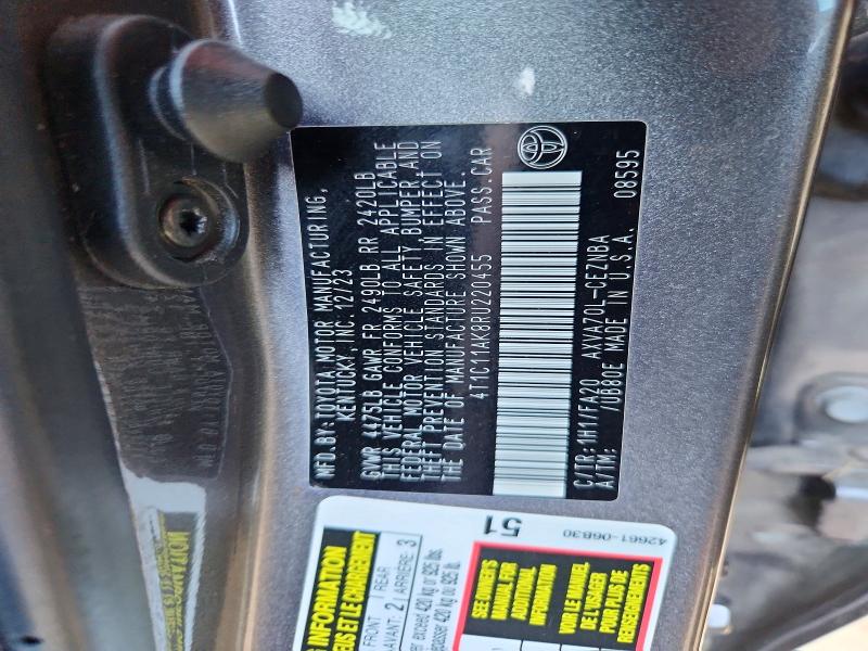 2024 Toyota Camry მანქანა იყიდება აუქციონზე, vin: 4T1C11AK8RU220455, აუქციონის ნომერი: 66198646