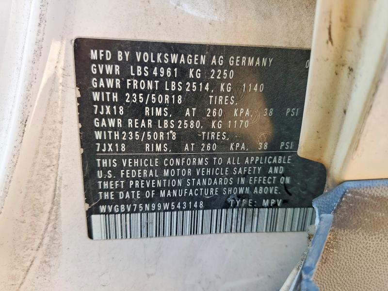 Продажа на аукционе авто 2009 Volkswagen Tiguan, vin: WVGBV75N99W543148, номер лота: 68178126