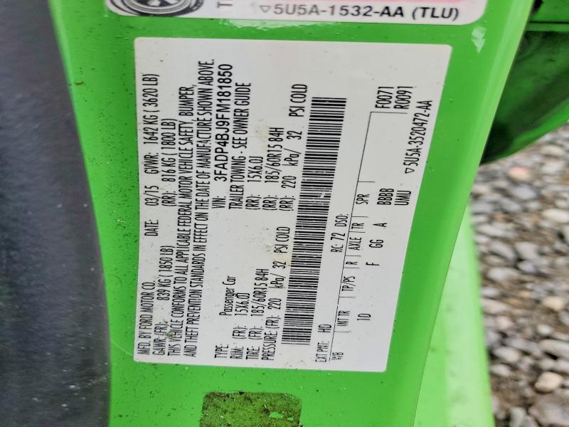 Продажа на аукционе авто 2015 Ford Fiesta, vin: 3FADP4BJ9FM181850, номер лота: 70089606