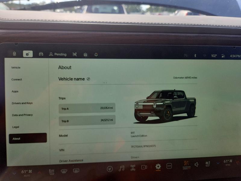 Aukcja sprzedaży 2023 Rivian R1t, vin: 7FCTGAAL9PN024375, numer aukcji: 67829876
