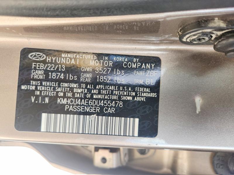 2013 Hyundai Accent მანქანა იყიდება აუქციონზე, vin: KMHCU4AE6DU455478, აუქციონის ნომერი: 67899026
