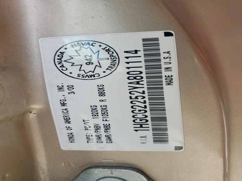 Продажа на аукционе авто 2000 Honda Accord, vin: 1HGCG2252YA801114, номер лота: 70320596