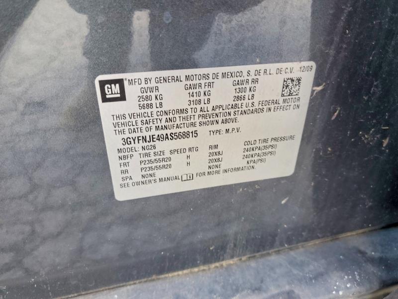 2010 Cadillac Srx მანქანა იყიდება აუქციონზე, vin: 3GYFNJE49AS568815, აუქციონის ნომერი: 65967266