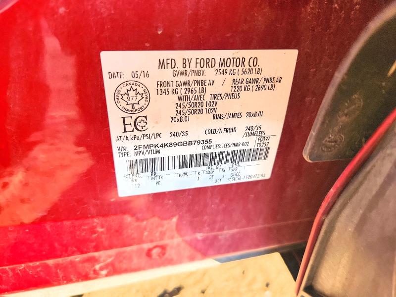 Продаж на аукціоні авто 2016 Ford Edge, vin: 2FMPK4K89GBB79355, номер лоту: 70965846