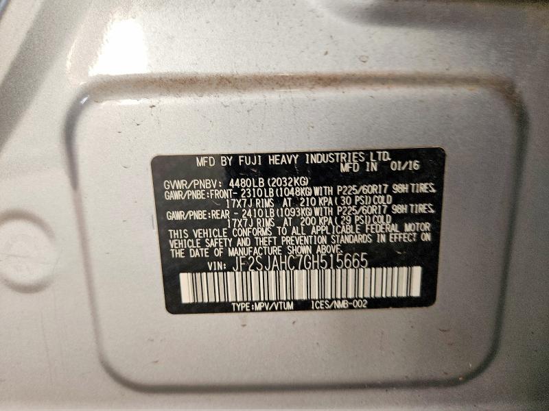67442766 :رقم المزاد ، JF2SJAHC7GH515665 vin ، 2016 Subaru Forester مزاد بيع