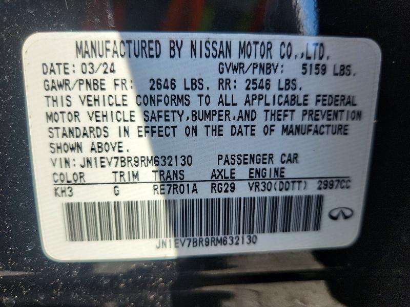 70920486 :رقم المزاد ، JN1EV7BR9RM632130 vin ، 2024 Infiniti Q50 مزاد بيع