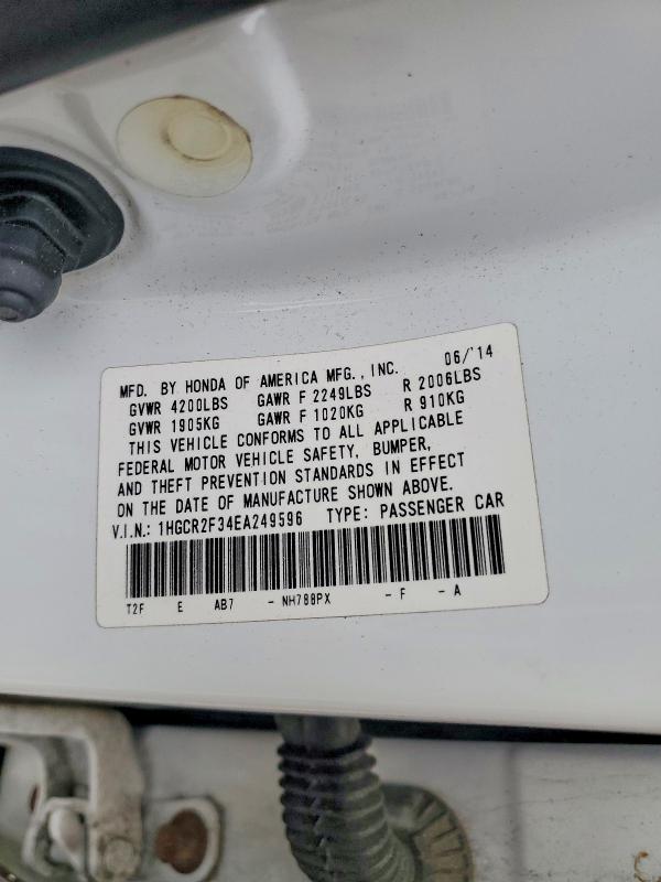 Aukcja sprzedaży 2014 Honda Accord, vin: 1HGCR2F34EA249596, numer aukcji: 70032746