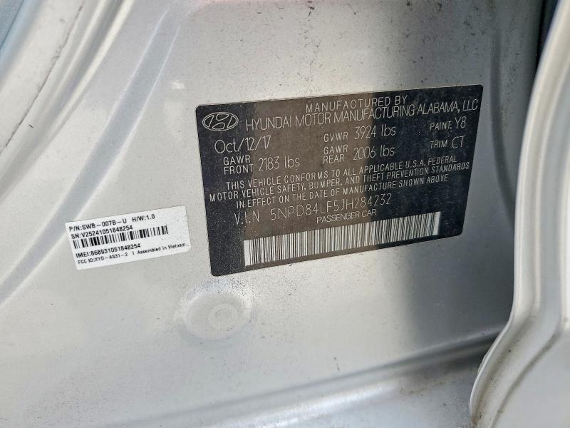 69547356 :رقم المزاد ، 5NPD84LF5JH284232 vin ، 2018 Hyundai Elantra مزاد بيع