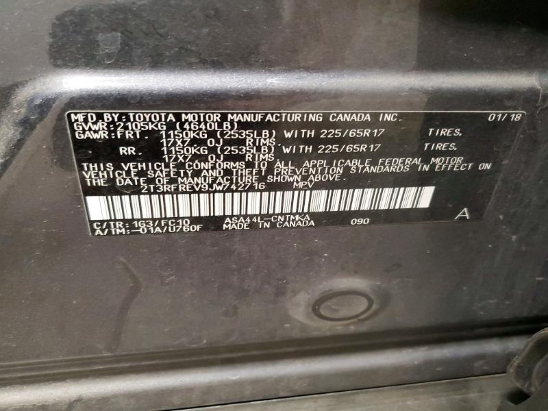 68860876 :رقم المزاد ، 2T3RFREV9JW742716 vin ، 2018 Toyota Rav4 مزاد بيع