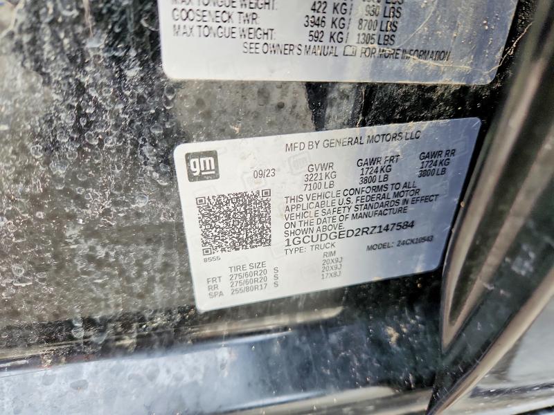 2024 Chevrolet Silverado მანქანა იყიდება აუქციონზე, vin: 1GCUDGED2RZ147584, აუქციონის ნომერი: 69627216