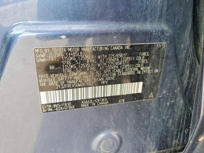 69919276 :رقم المزاد ، 2T3ZFREV5DW067662 vin ، 2013 Toyota Rav4 مزاد بيع