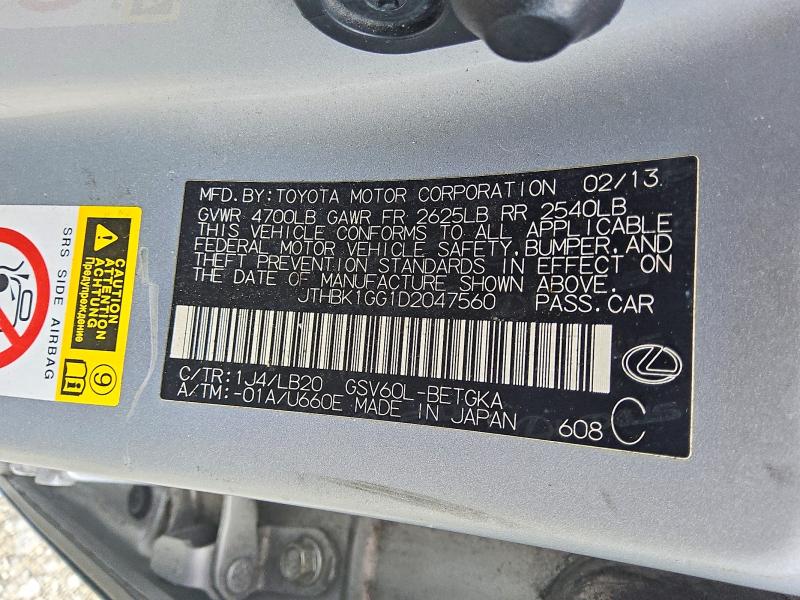 Продажа на аукционе авто 2013 Lexus Es, vin: JTHBK1GG1D2047560, номер лота: 67523966